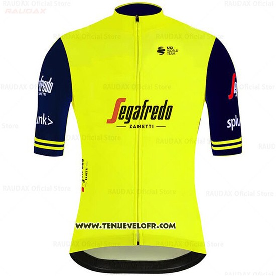 2020 Maillot Ciclismo Segafredo Zanetti Jaune Bleu Manches Courtes et Cuissard